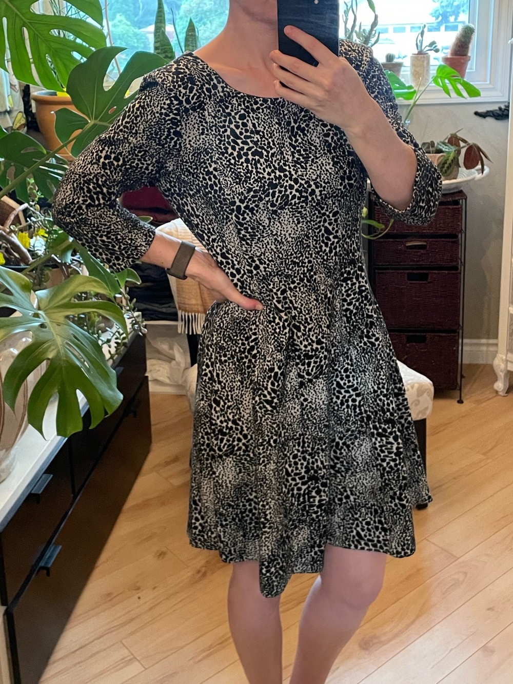 Taylor Sz 8 Animal-Print Knit Midi Dress